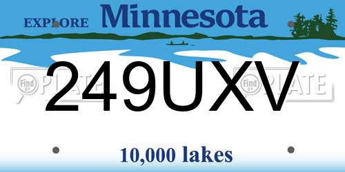 249UXV Minnesota License Plate