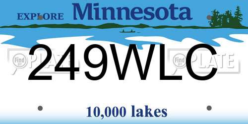 249WLC Minnesota License Plate