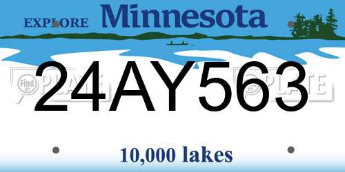 24AY563 Minnesota License Plate