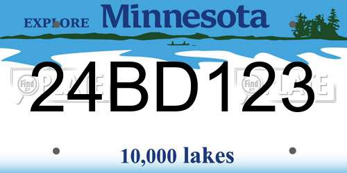 24BD123 Minnesota License Plate