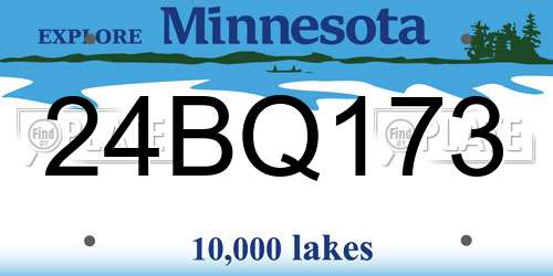24BQ173 Minnesota License Plate