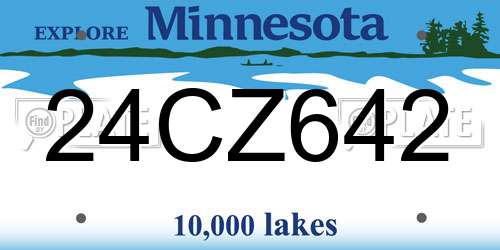 24CZ642 Minnesota License Plate