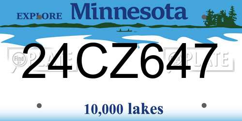 24CZ647 Minnesota License Plate