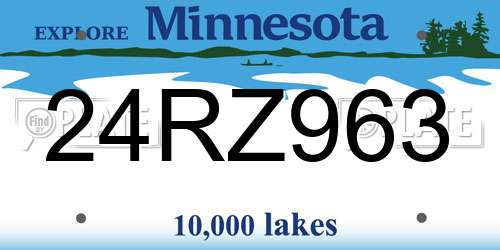 24RZ963 Minnesota License Plate