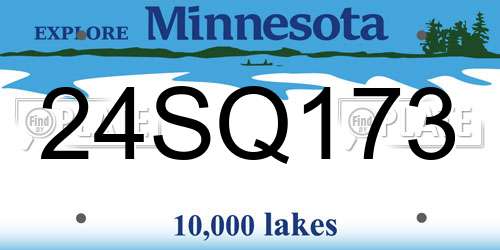 24SQ173 Minnesota License Plate