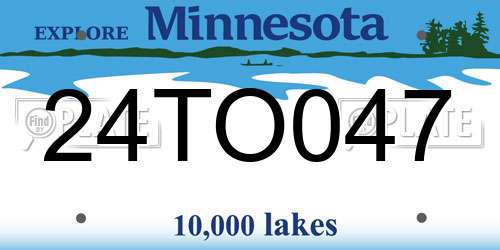 24TO047 Minnesota License Plate