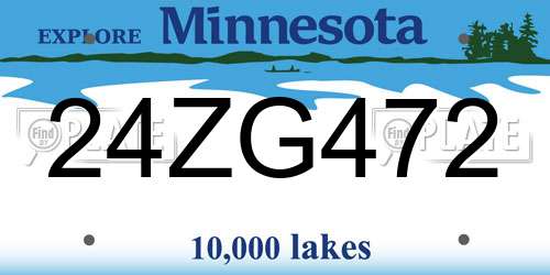 24ZG472 Minnesota License Plate