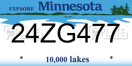 24ZG477 Minnesota License Plate