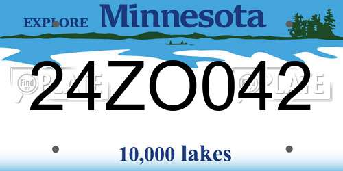 24ZO042 Minnesota License Plate
