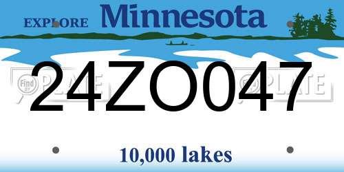 24ZO047 Minnesota License Plate