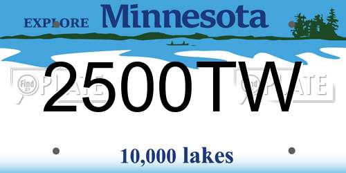 2500TW Minnesota License Plate