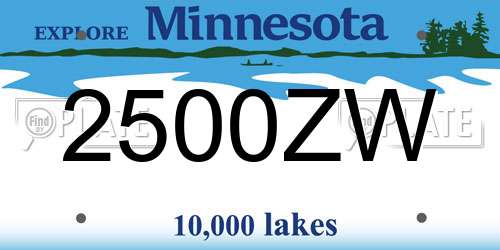 2500ZW Minnesota License Plate
