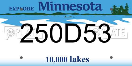 250D53 Minnesota License Plate