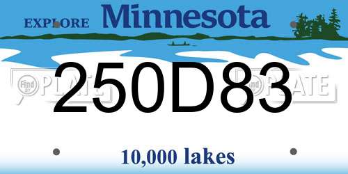 250D83 Minnesota License Plate
