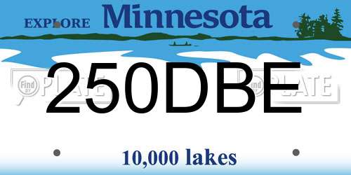250DBE Minnesota License Plate