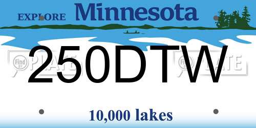 250DTW Minnesota License Plate