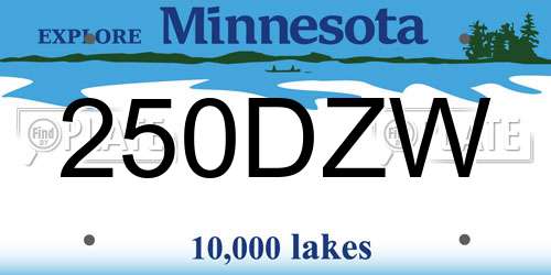 250DZW Minnesota License Plate