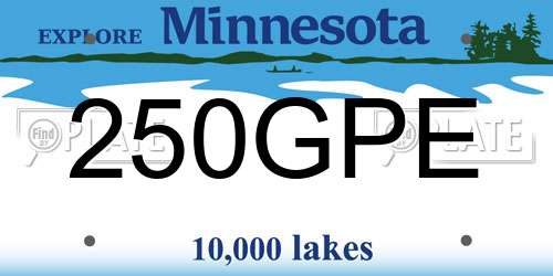 250GPE Minnesota License Plate