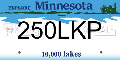 250LKP Minnesota License Plate