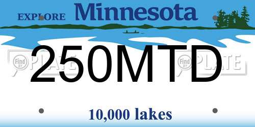 250MTD Minnesota License Plate