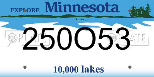 250O53 Minnesota License Plate