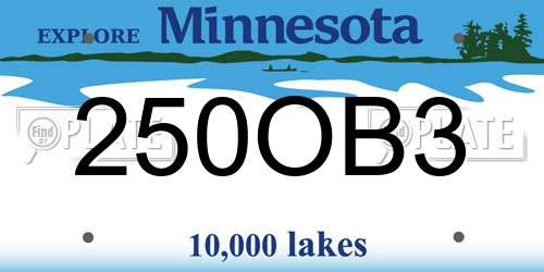 250OB3 Minnesota License Plate