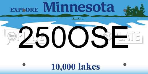 250OSE Minnesota License Plate