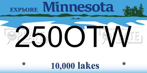 250OTW Minnesota License Plate