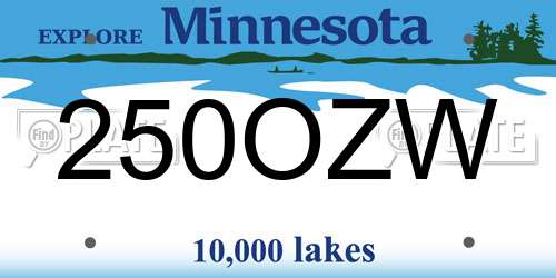 250OZW Minnesota License Plate