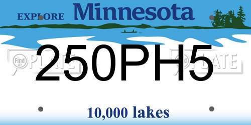 250PH5 Minnesota License Plate
