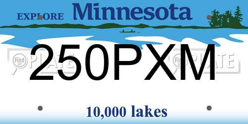 250PXM Minnesota License Plate