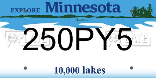 250PY5 Minnesota License Plate