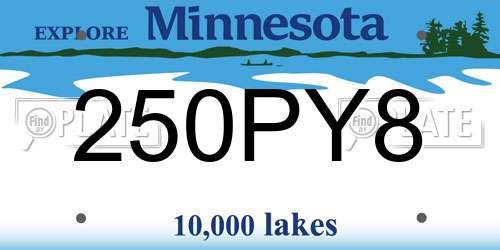 250PY8 Minnesota License Plate