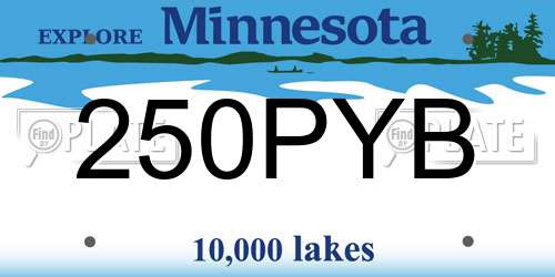 250PYB Minnesota License Plate