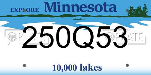 250Q53 Minnesota License Plate