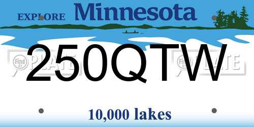 250QTW Minnesota License Plate