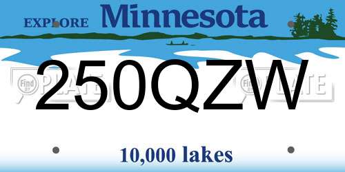 250QZW Minnesota License Plate