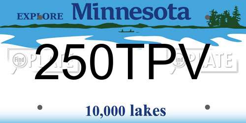 250TPV Minnesota License Plate