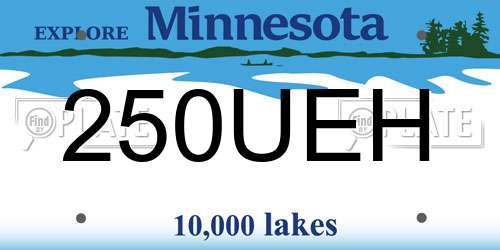 250UEH Minnesota License Plate