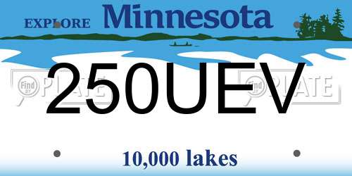 250UEV Minnesota License Plate