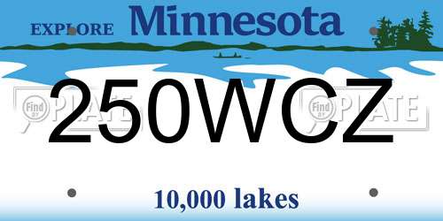 250WCZ Minnesota License Plate