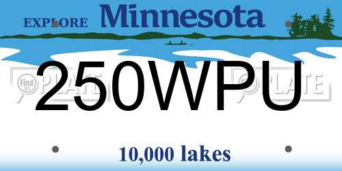 250WPU Minnesota License Plate