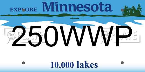 250WWP Minnesota License Plate