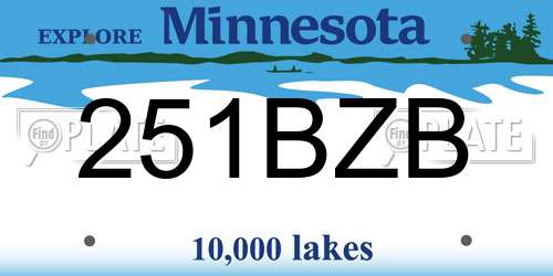 251BZB Minnesota License Plate