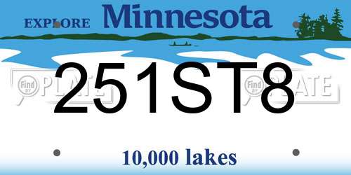 251ST8 Minnesota License Plate
