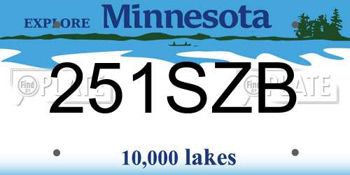 251SZB Minnesota License Plate