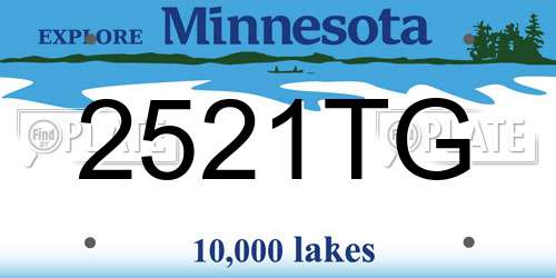 2521TG Minnesota License Plate