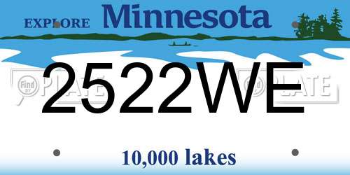 2522WE Minnesota License Plate