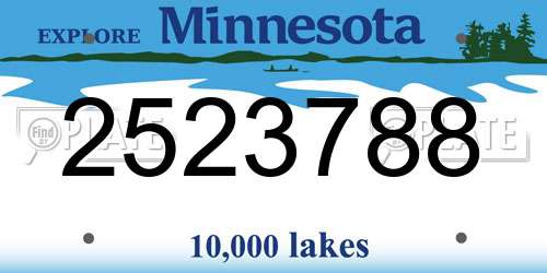 2523788 Minnesota License Plate