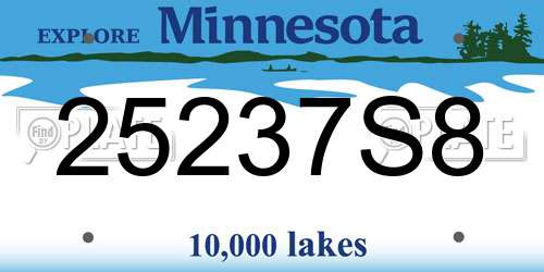 25237S8 Minnesota License Plate